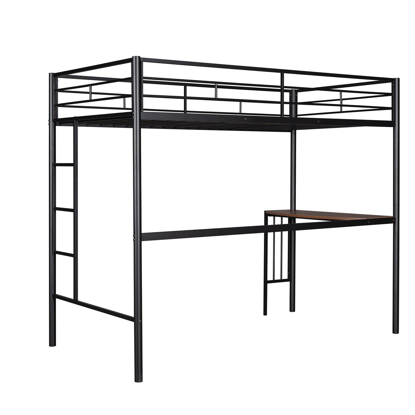 Metallic Black Bunk Bed with Desk and Full Over Twin Configuration