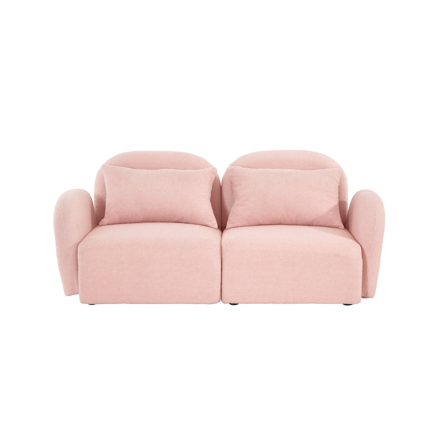 Living Room Furniture Lazy Sofa Loveseat Teddy Fabric Pink