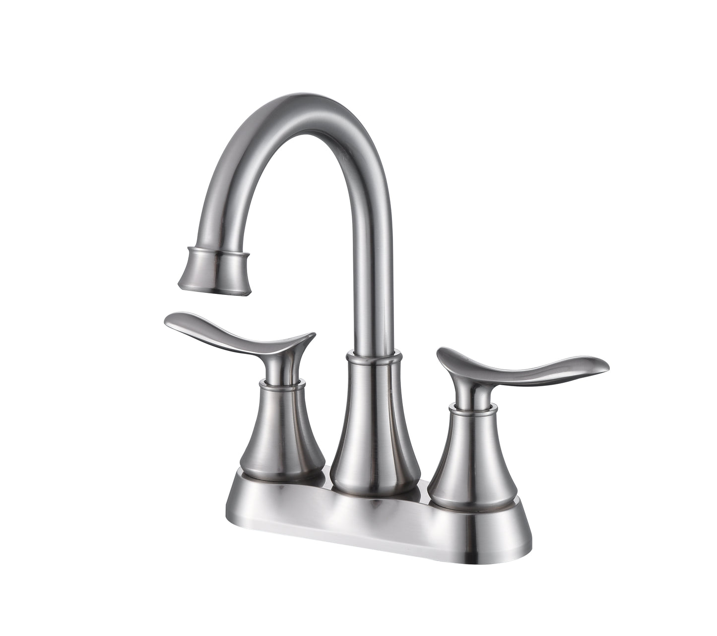 Brushed Nickel 2-Handle Bathroom Faucet with Pop-up Drain and Supply Hoses