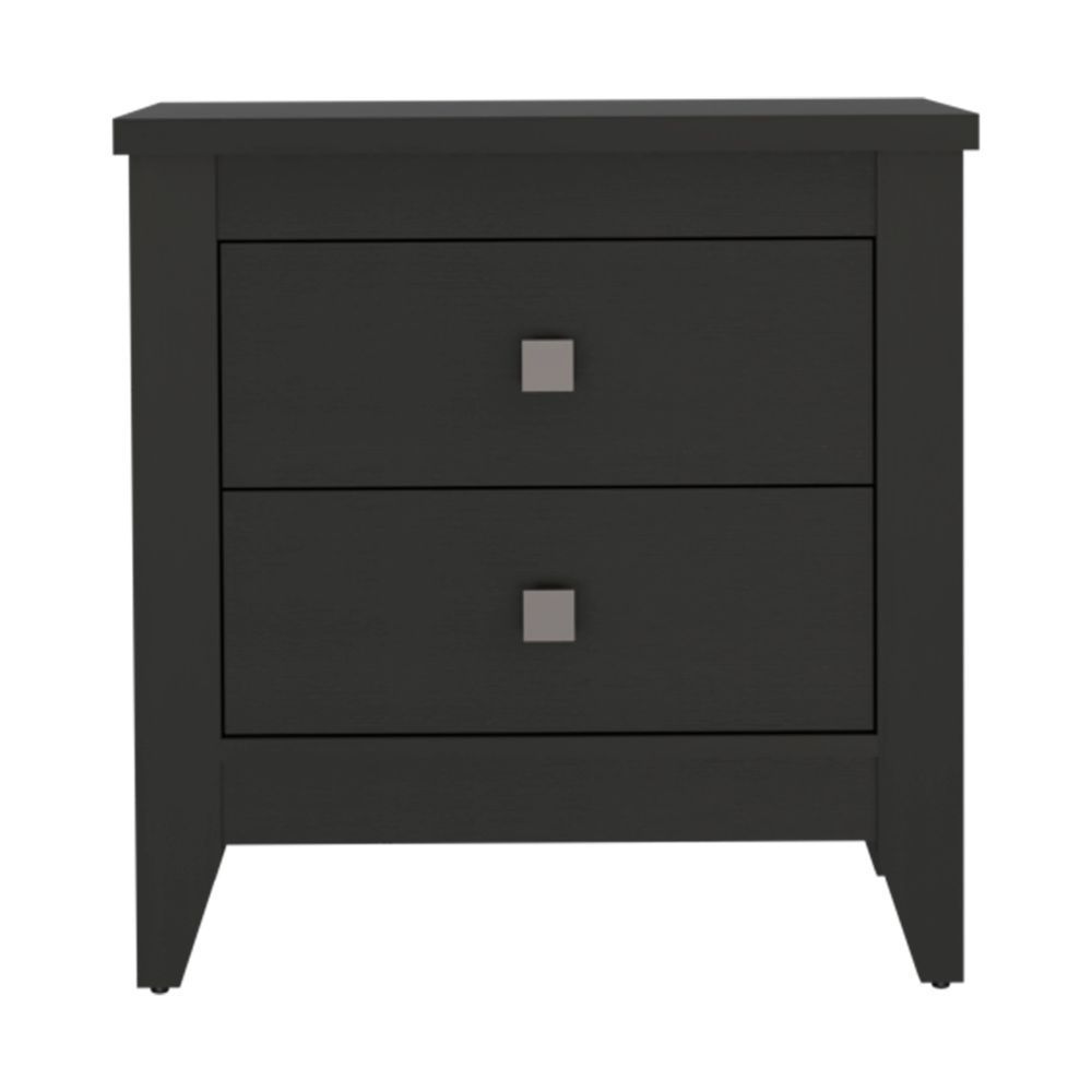 Amara Nightstand, Two Shelves, Four Legs -Black