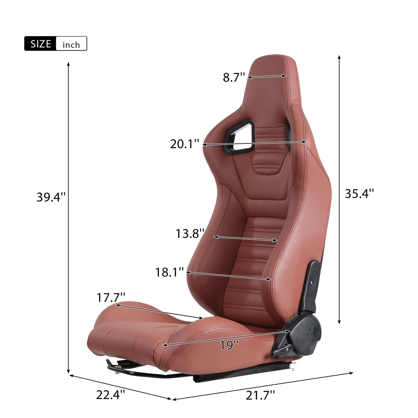 2-Piece Ergonomic Racing Seats with Adjustable Double Slides in Vibrant Brick Red