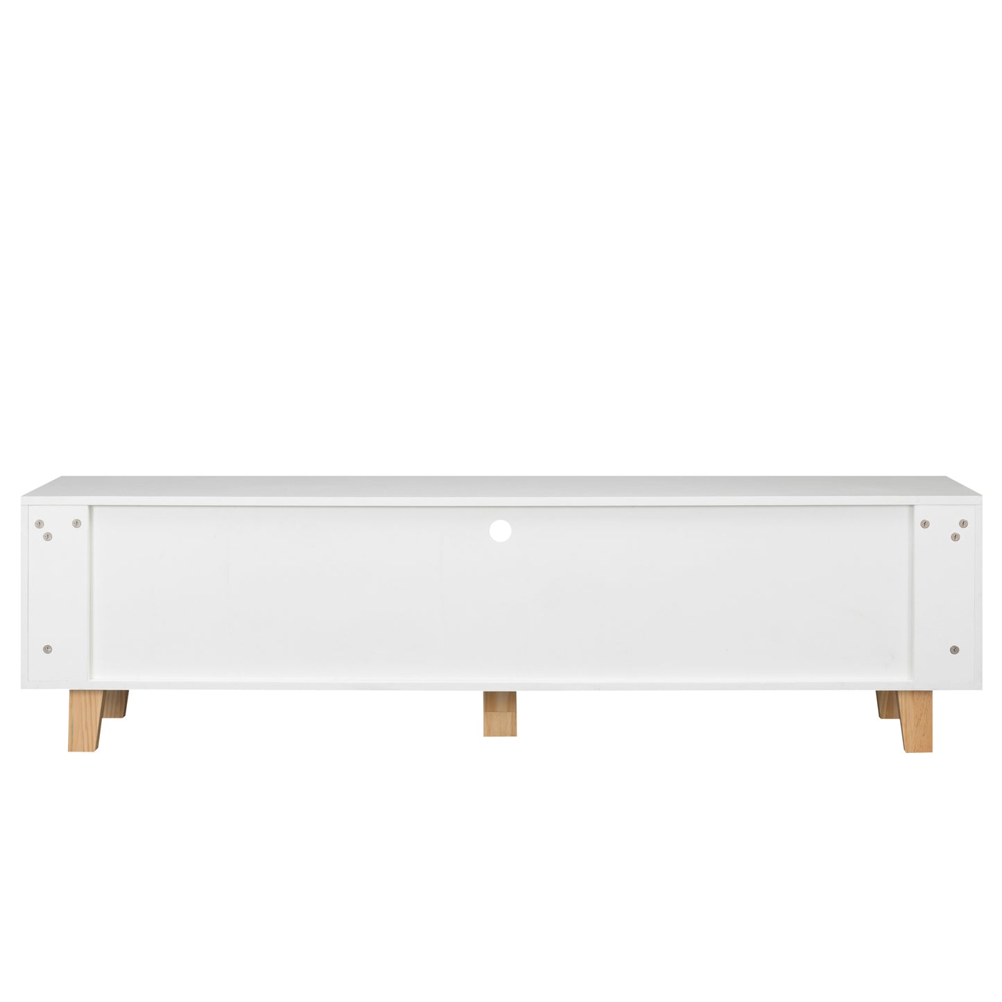 White LED TV Stand with Drawers and Open Grid Storage for TVs up to 65 inches