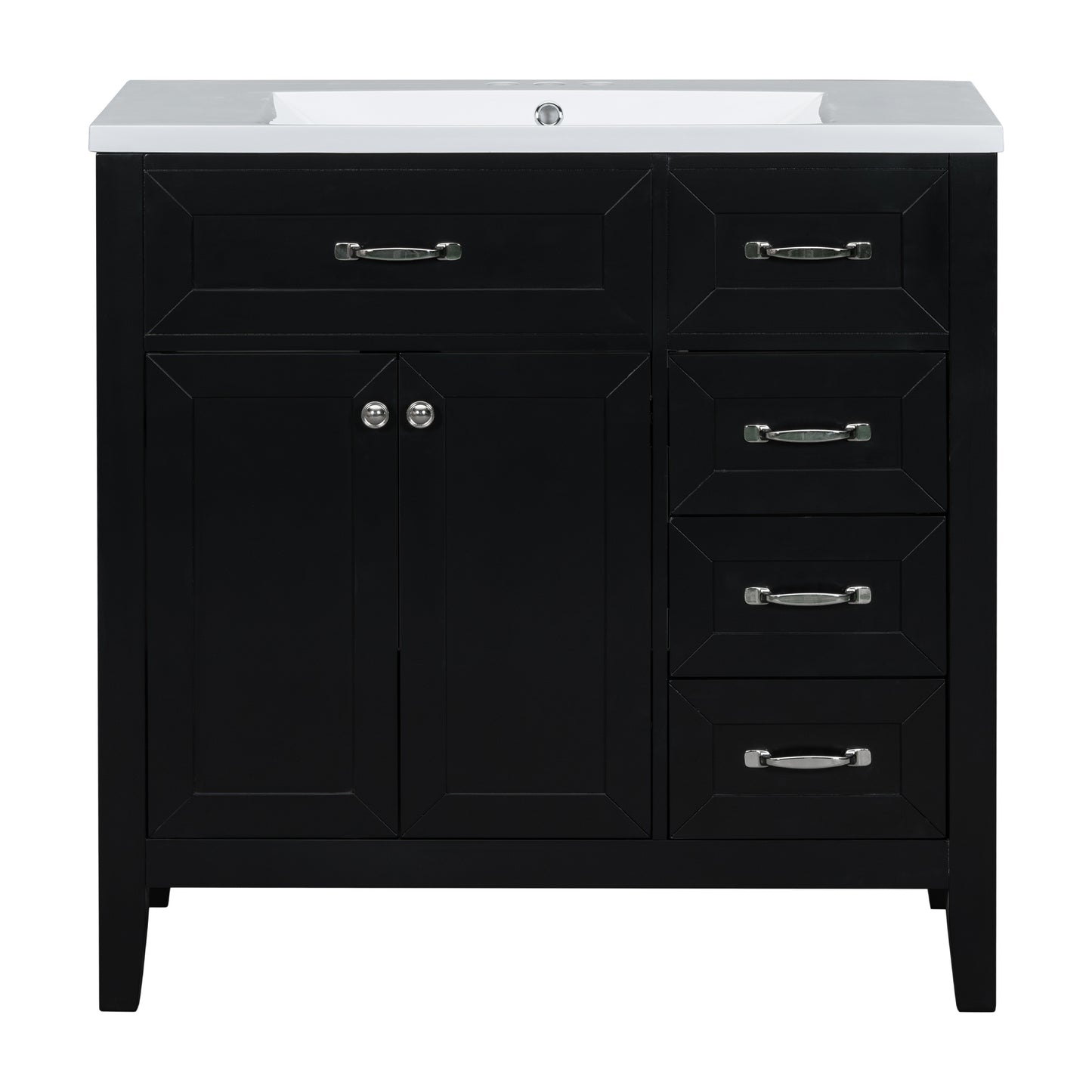 36" Bathroom Vanity with Sink Combo, Black Bathroom Cabinet with Drawers, Solid Frame and MDF Board