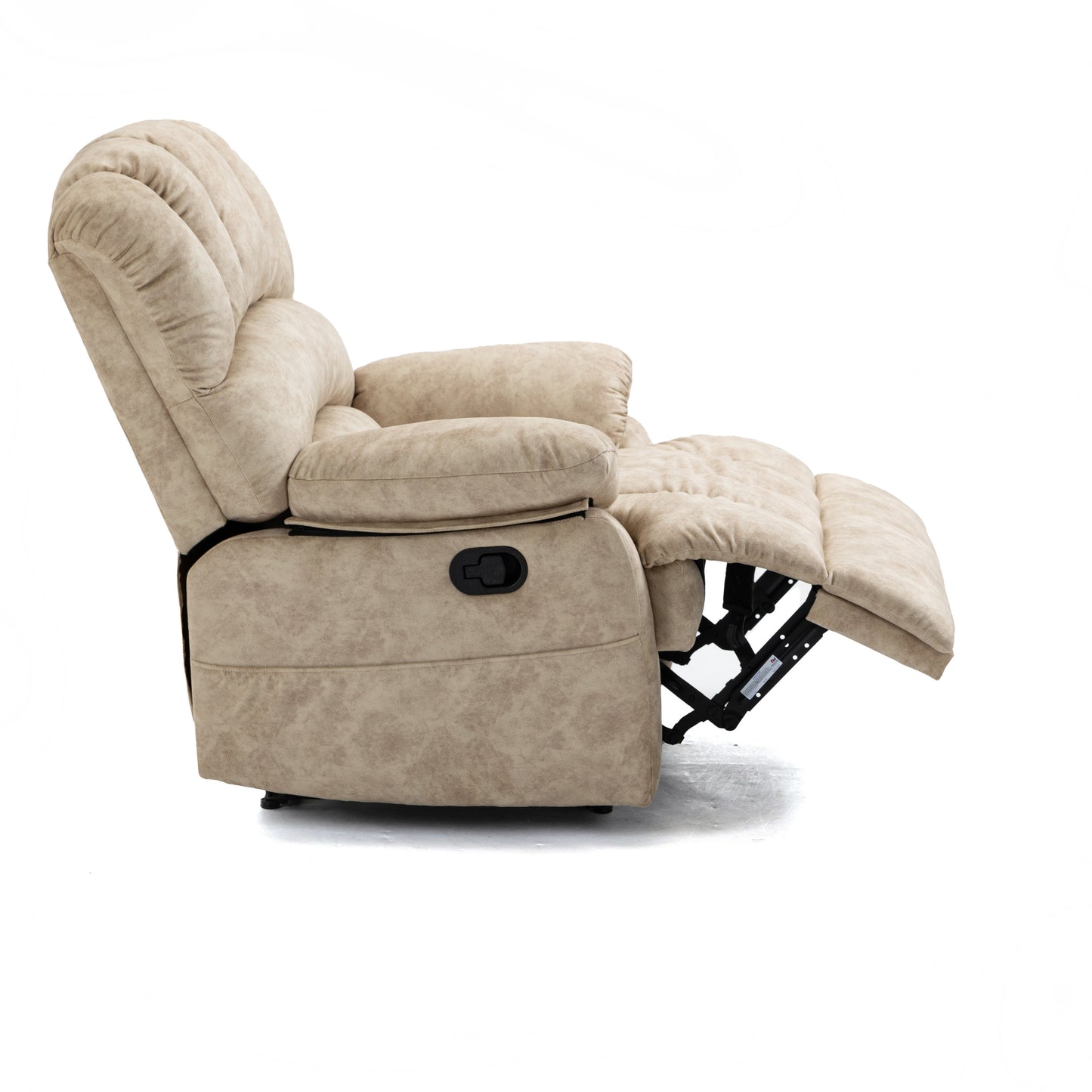 Large Beige Fabric Recliner Chair with Manual Control for Maximum Comfort in the Living Room