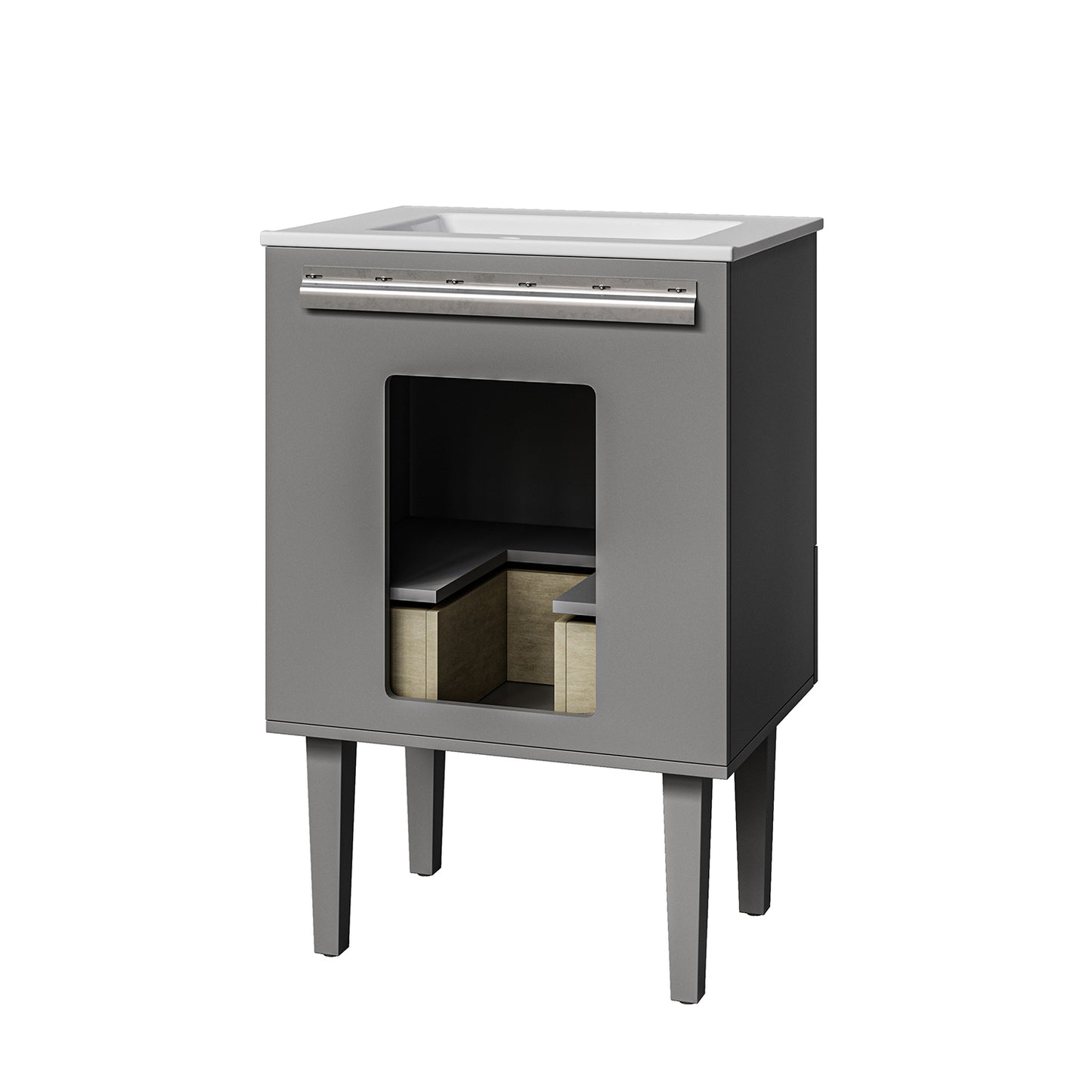 Veronica 24" Single Bathroom Vanity With Ceramic Vanity Top-GREY