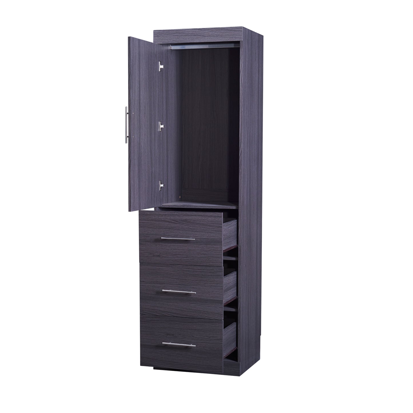 Twin Size Murphy Bed with Wardrobe and Drawers, Storage Bed, can be Folded into a Cabinet, Gray