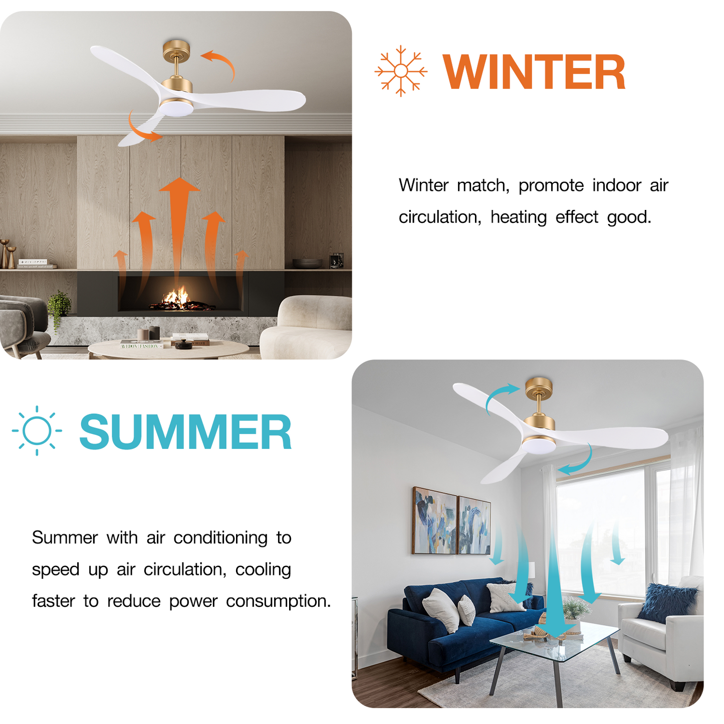 Modern Smart Ceiling Fan with Color-Changing LED Lights