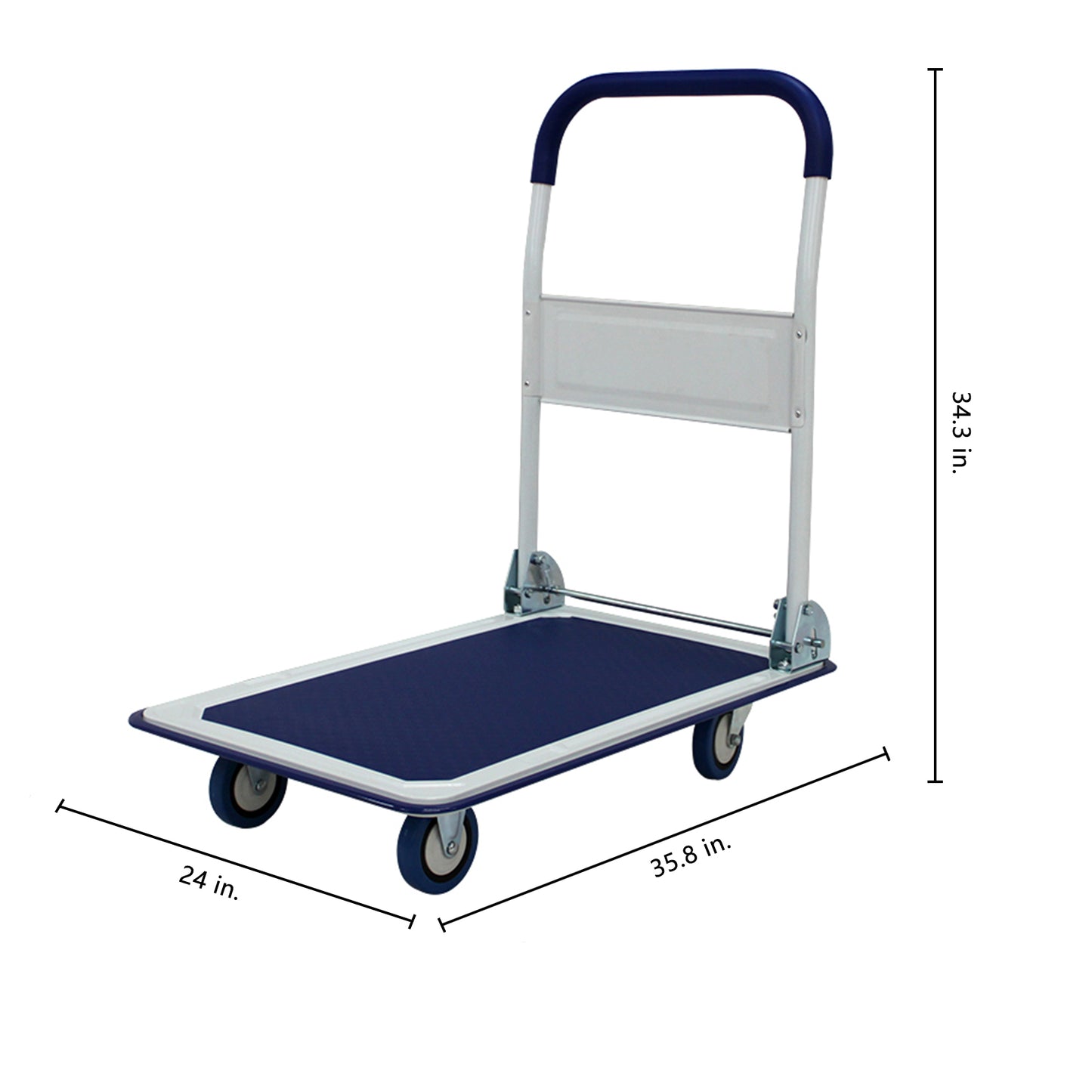 660 lbs. Capacity Platform Truck Hand Flatbed Cart Dolly Folding Moving Push Heavy Duty Rolling Cart in Blue