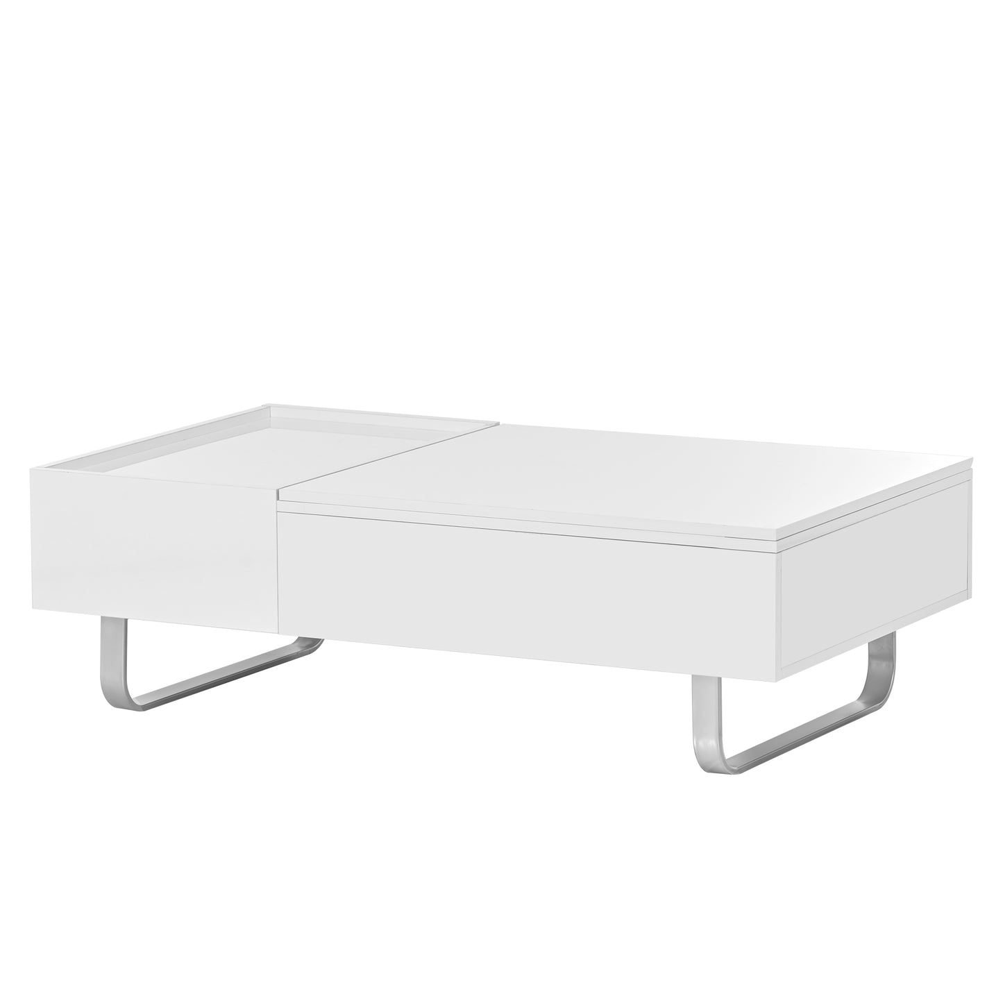 Contemporary White Lift-Top Coffee Table with Hidden Storage