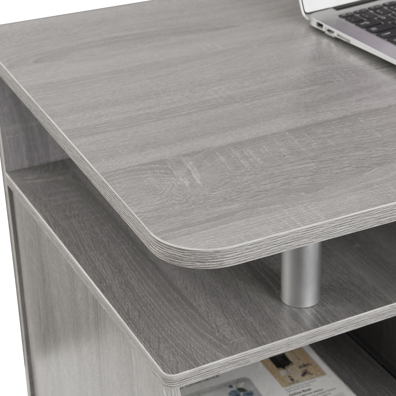 Grey Computer Workstation Desk With Storage Solution