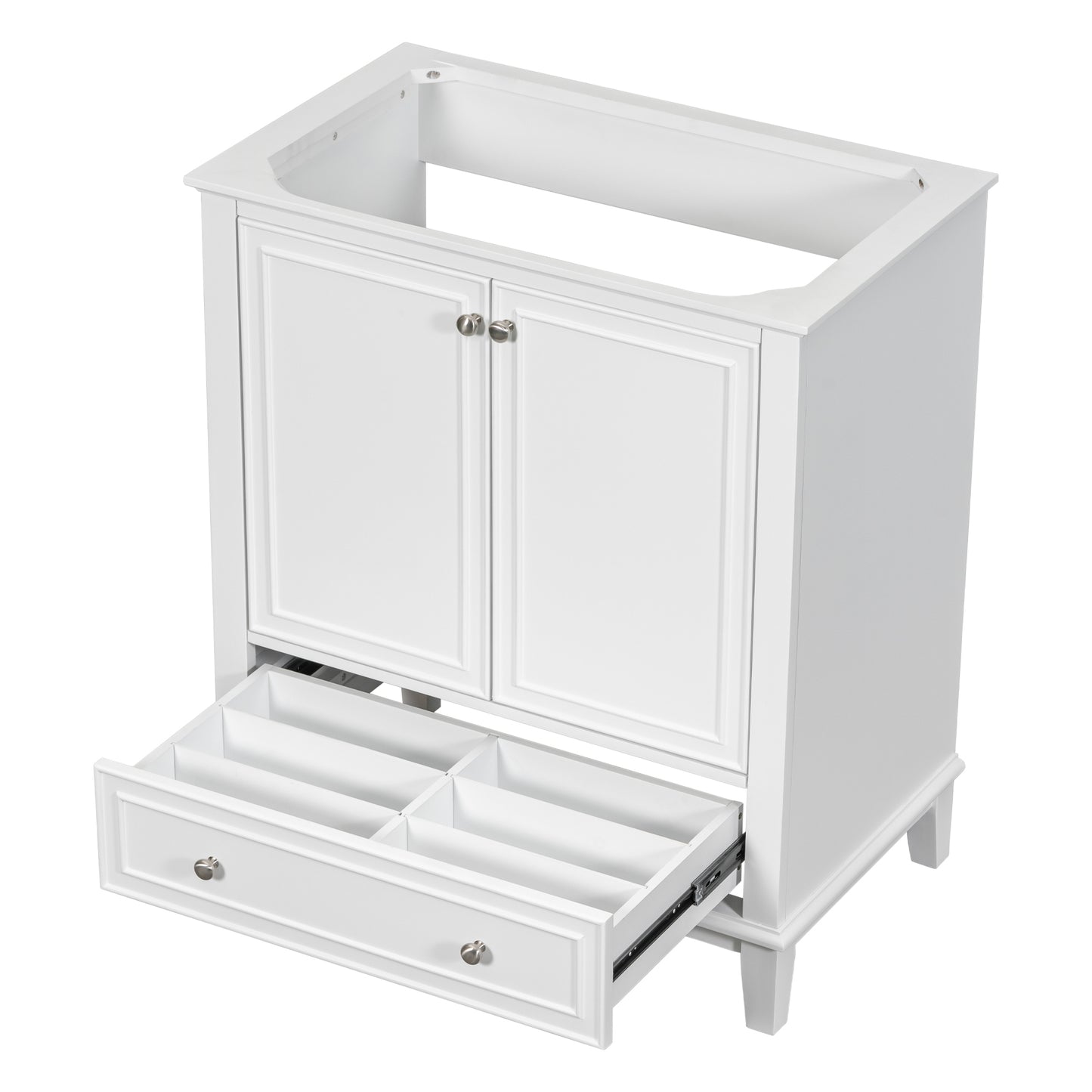 30" Bathroom Vanity without Sink, Base Only, Multi-functional Bathroom Cabinet with Doors and Drawer, Solid Frame and MDF Board, White