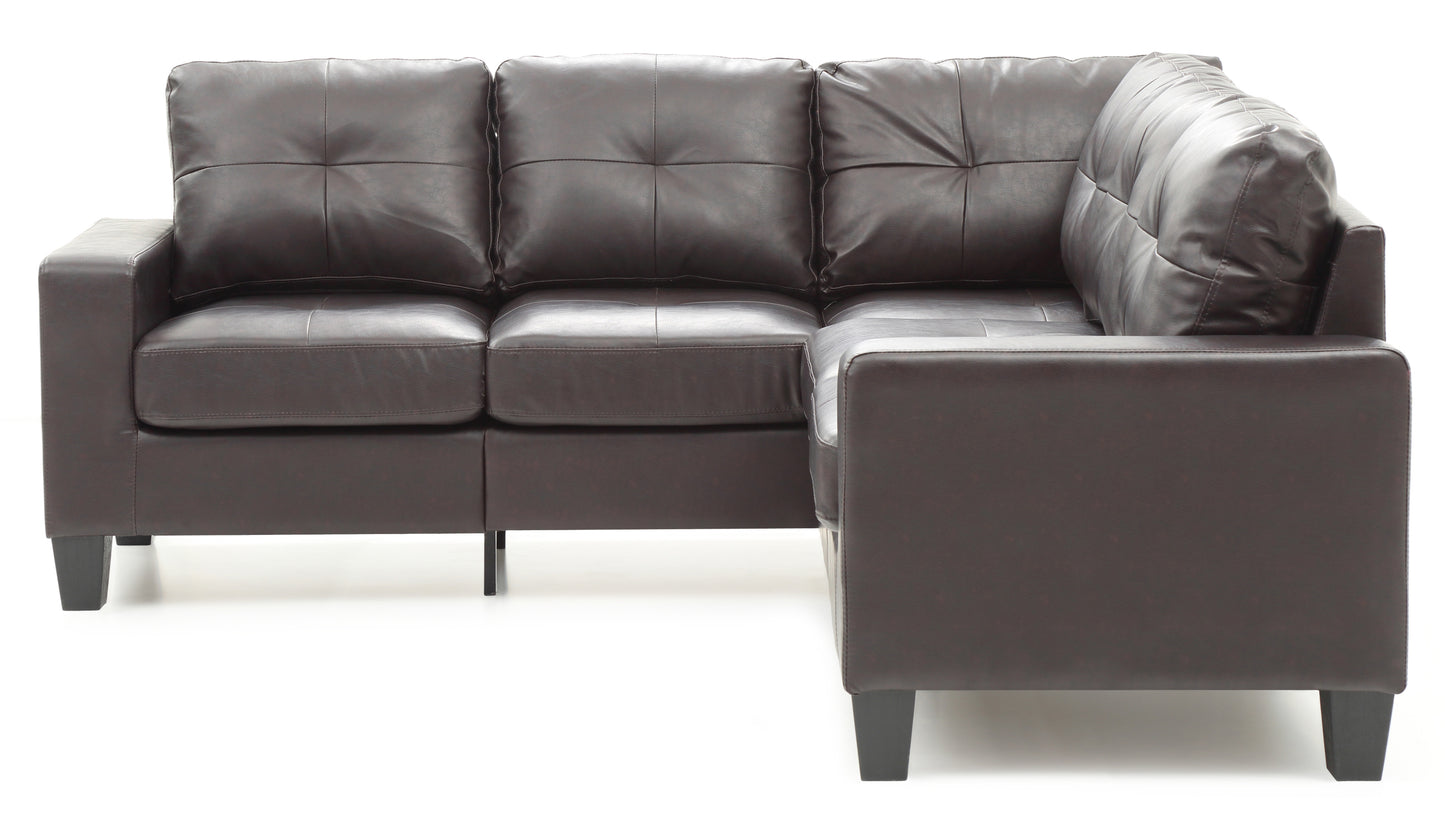 Newbury G464B-SC Sectional in Dark Brown with Dacron Wrapped Foam Seat Cushions