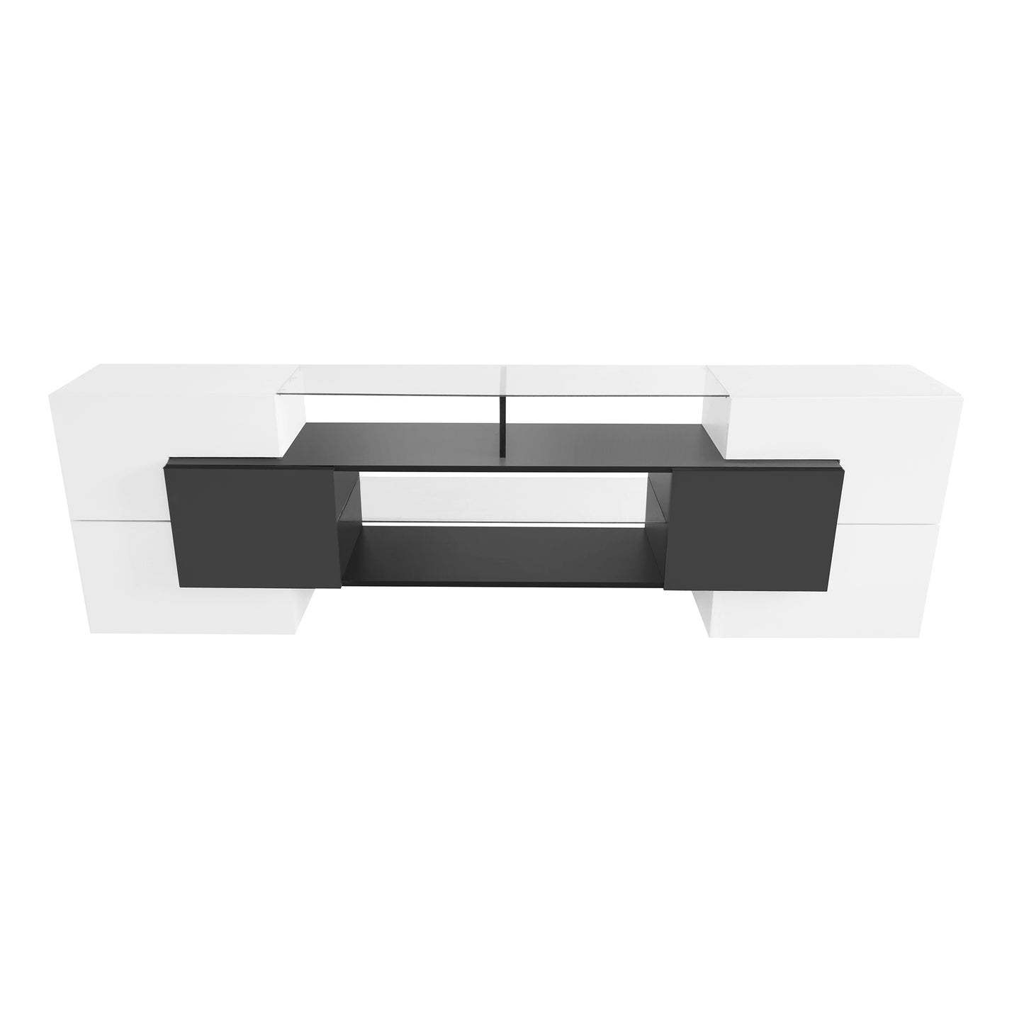 Innovative LED Glass TV Stand with High Gloss Finish and Versatile Storage Options