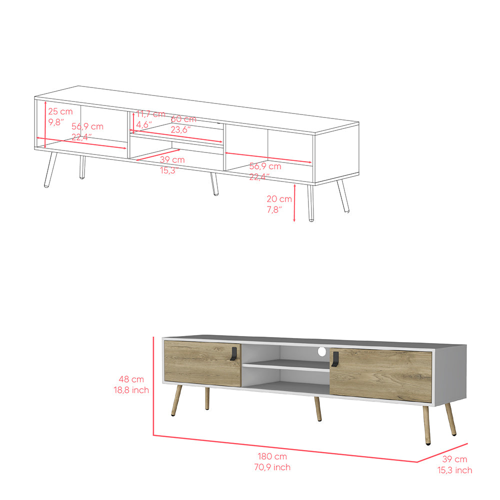 Chic White and Macadamia TV Console for Living Room