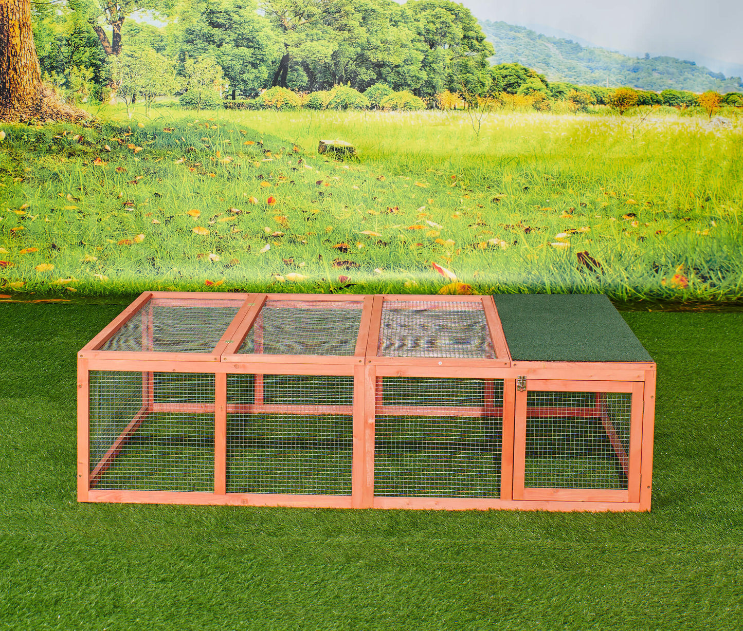 Rabbit Hutch W/ Mesh Wire, 70.9Lx39.4Wx 18.9H Inch