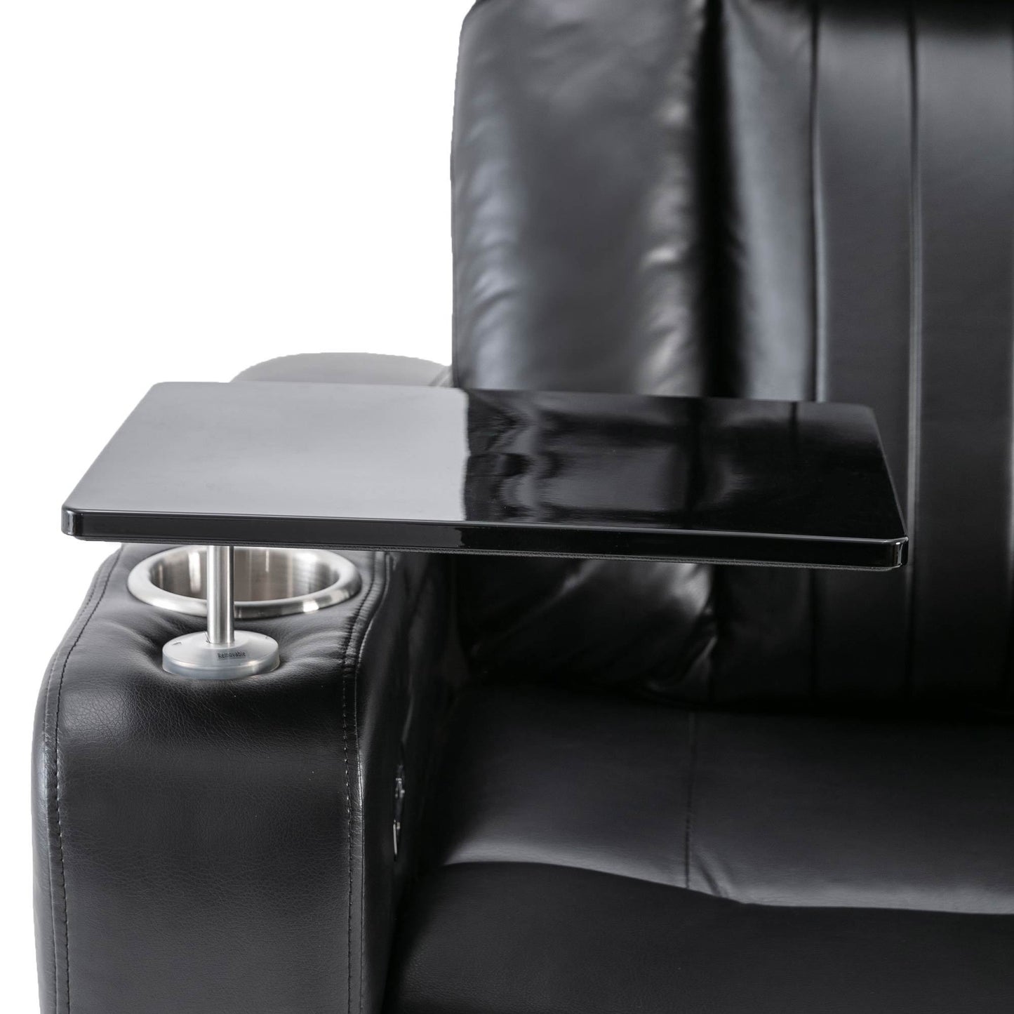 Ultimate Comfort Power Recliner with Storage Arms and Swivel Tray Table, Black