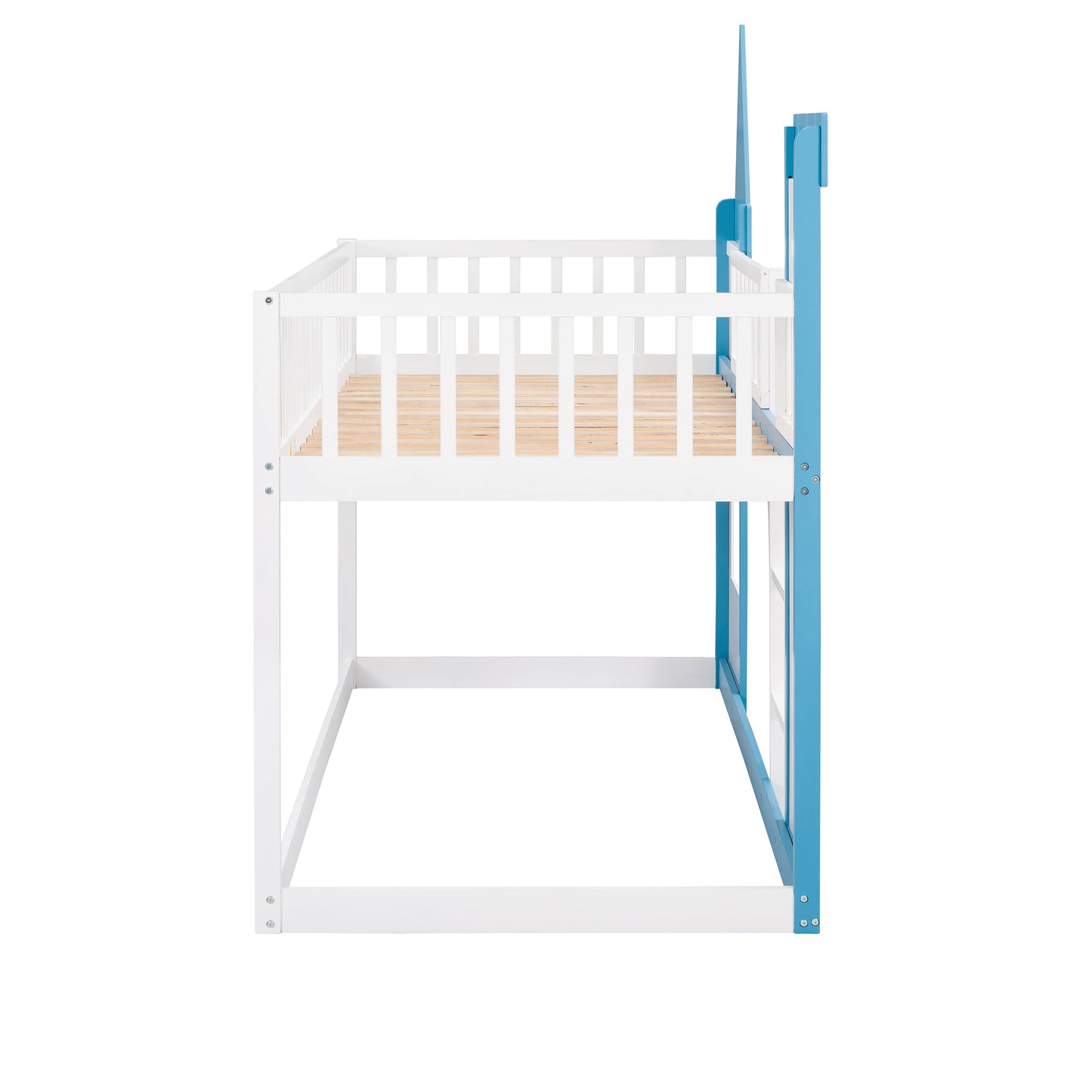 Blue Castle Bunk Bed with Ladder for Children