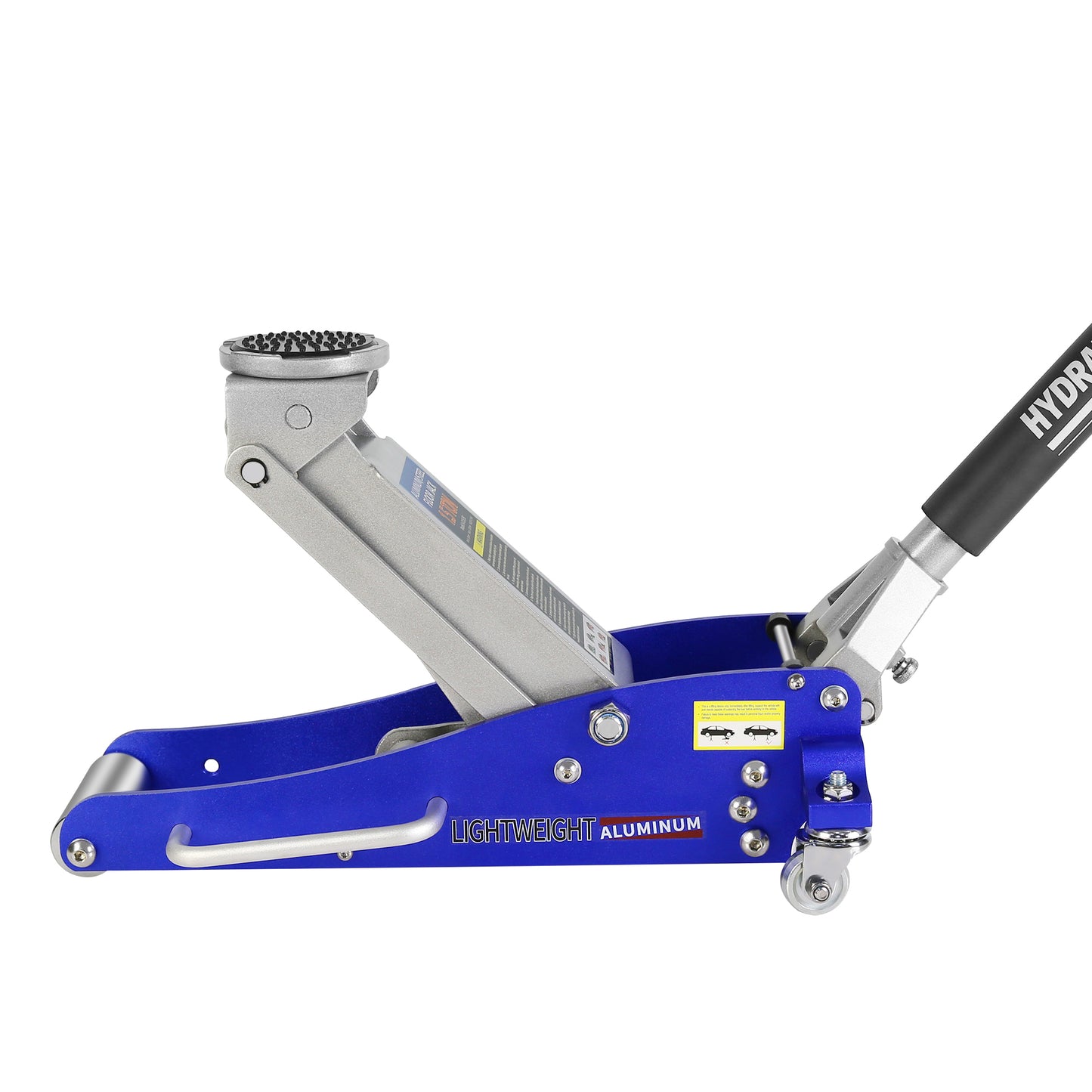 Hydraulic Racing Floor Jack, 1.5 Ton Capacity, Blue Aluminum and Steel Dual Piston Quick Lift Pump