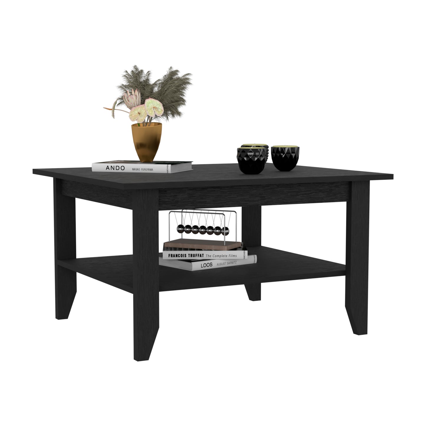 San Jose Coffee Table with Black Wengue Finish and Storage Shelf