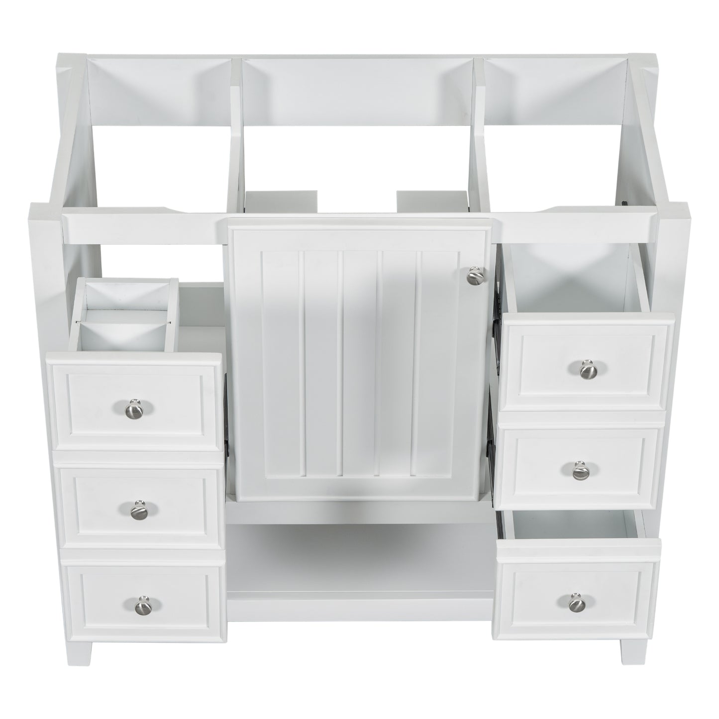 36" Bathroom Vanity without Sink, Cabinet Base Only, One Cabinet and three Drawers, White