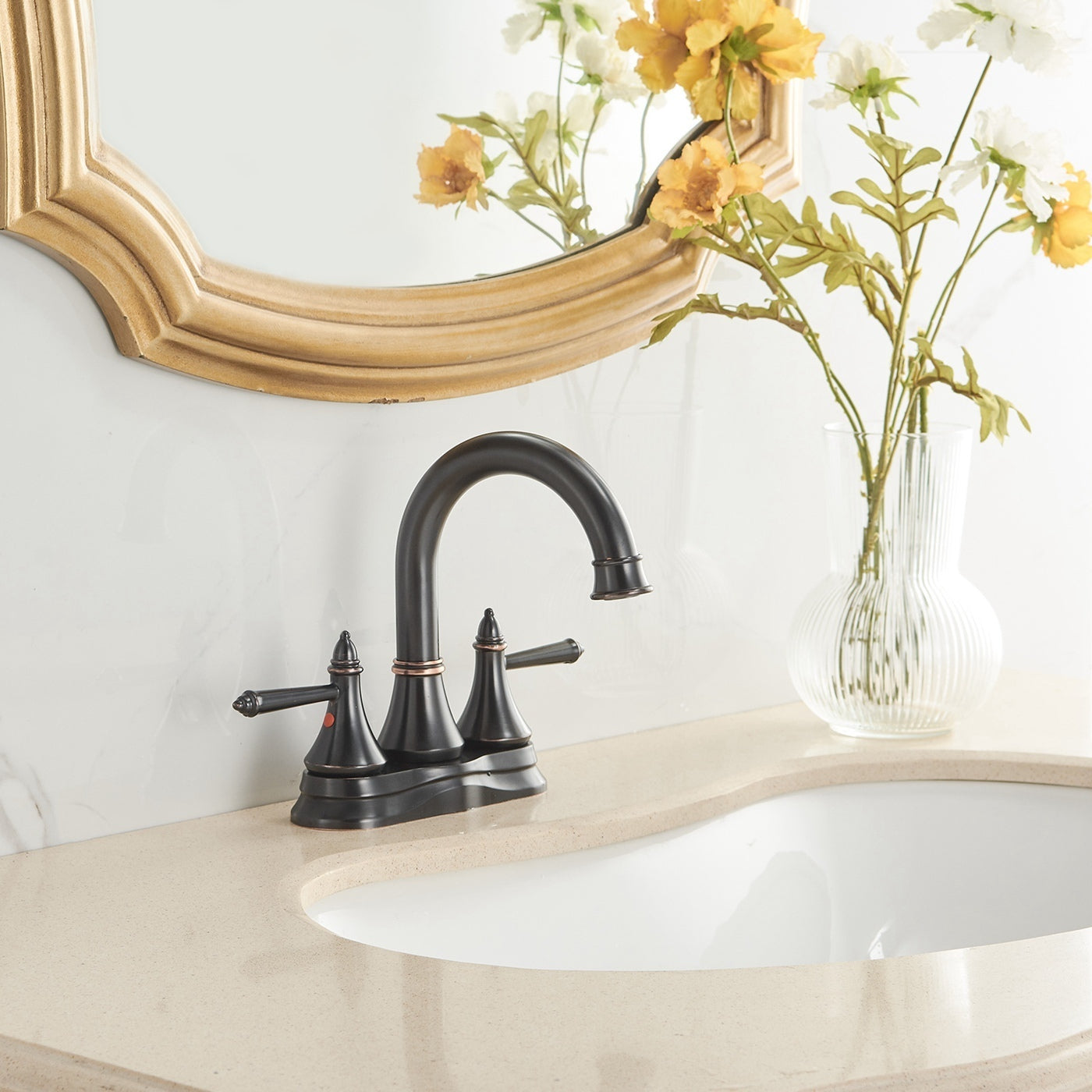 Oil Rubbed Bronze 4 in. Centerset Bathroom Faucet with 2 Handles