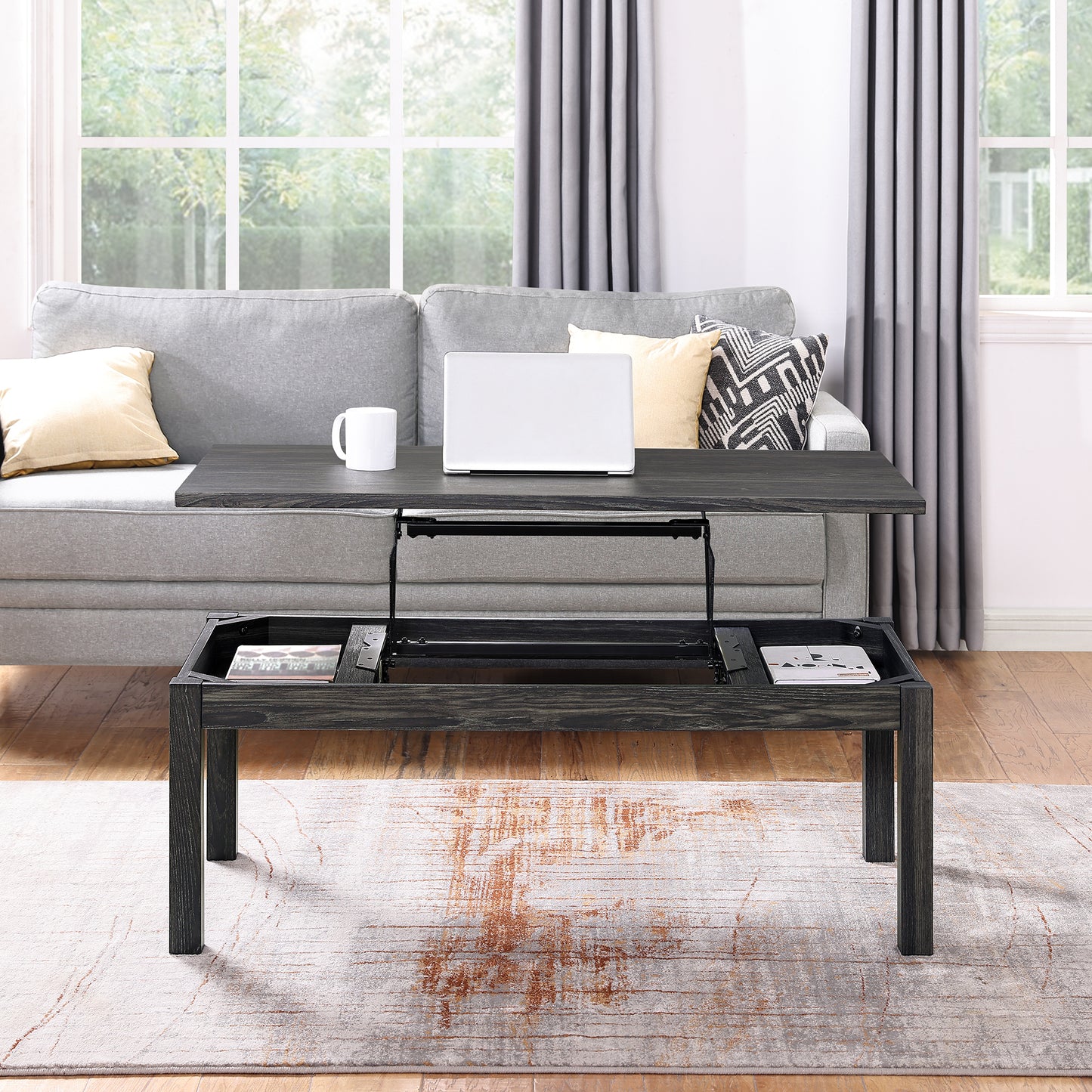 Versatile Lift-Top Coffee Table with Hidden Storage