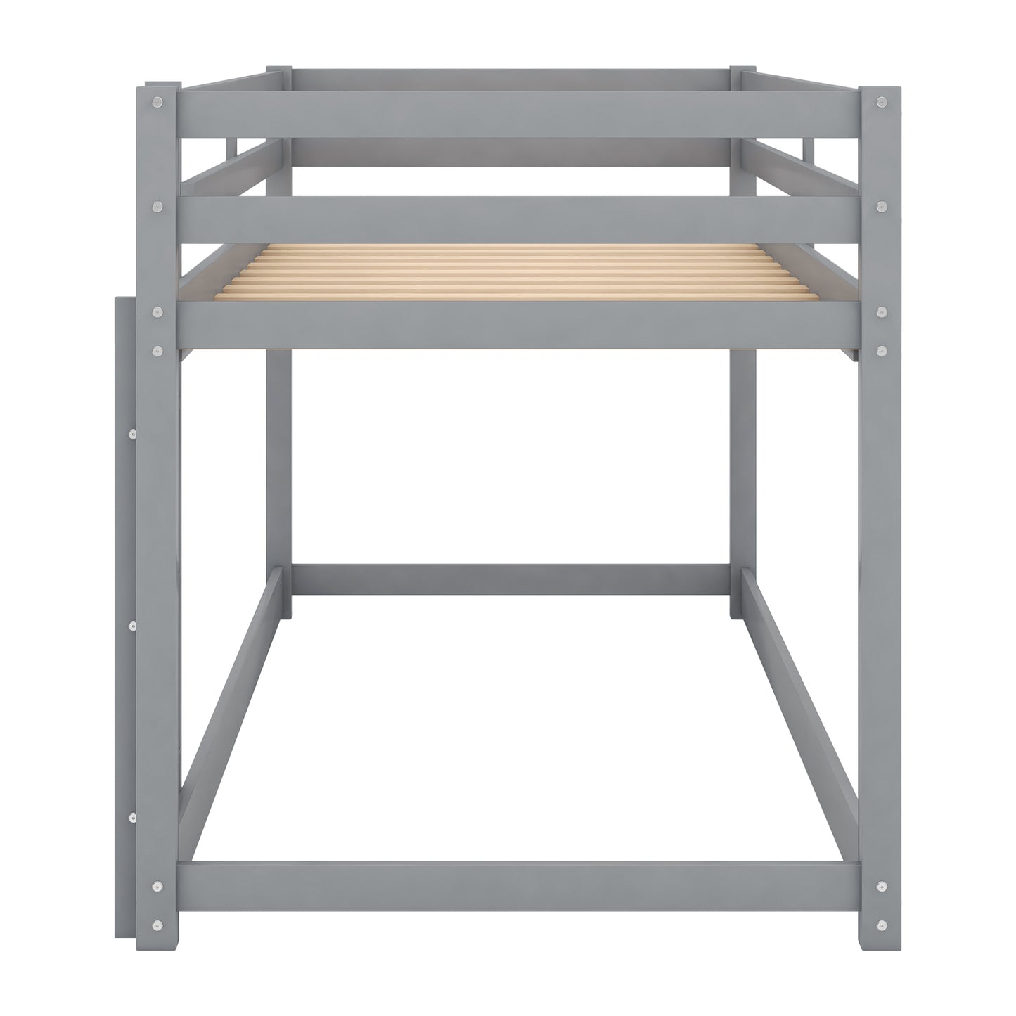 Gray Twin Bunk Bed with Low Floor Design