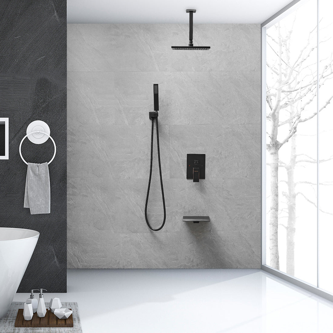 Luxurious Bronze High Pressure Shower Faucet with 10 Ceiling Shower Head and Single-Handle Control