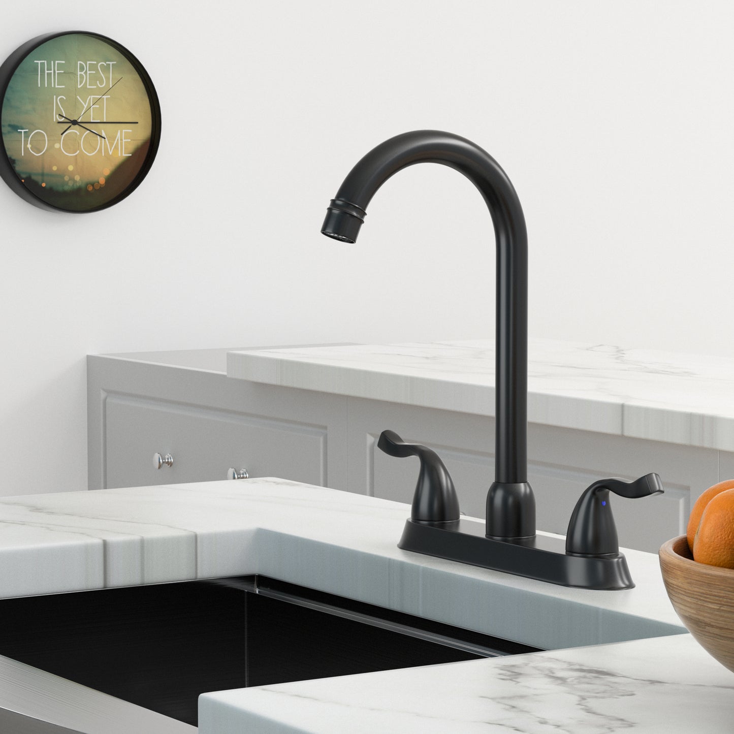 Kitchen Sink Faucet with 2 Handles, 3-Hole Installation, Matte Black