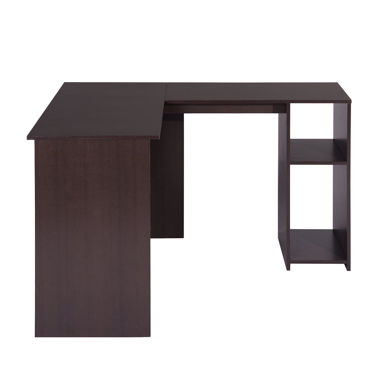 L-Shaped Computer Desk with Open Shelves and Ample Storage