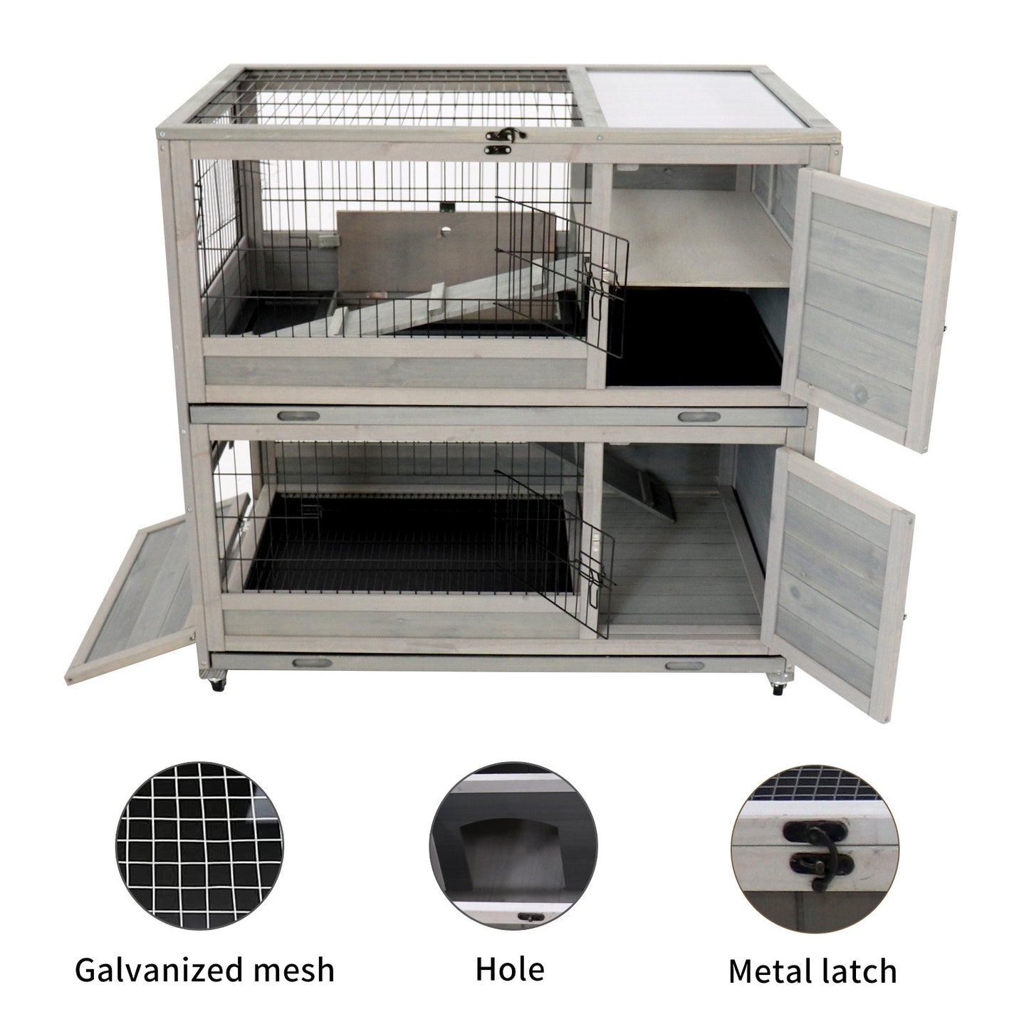 Wooden Rabbit cage Indoor outdoor double layer luxury guinea pig  cage   hamster  High-end paint mesh