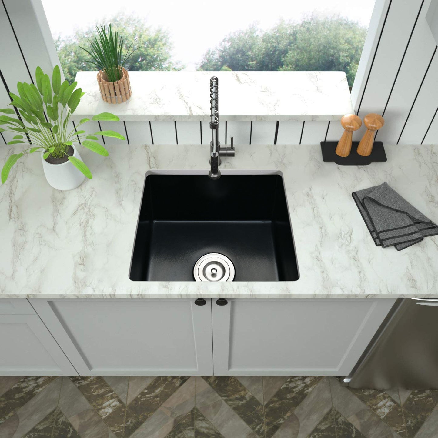 Elegant Quartz 18 L X 16 W Undermount Bar Sink With Drainage System