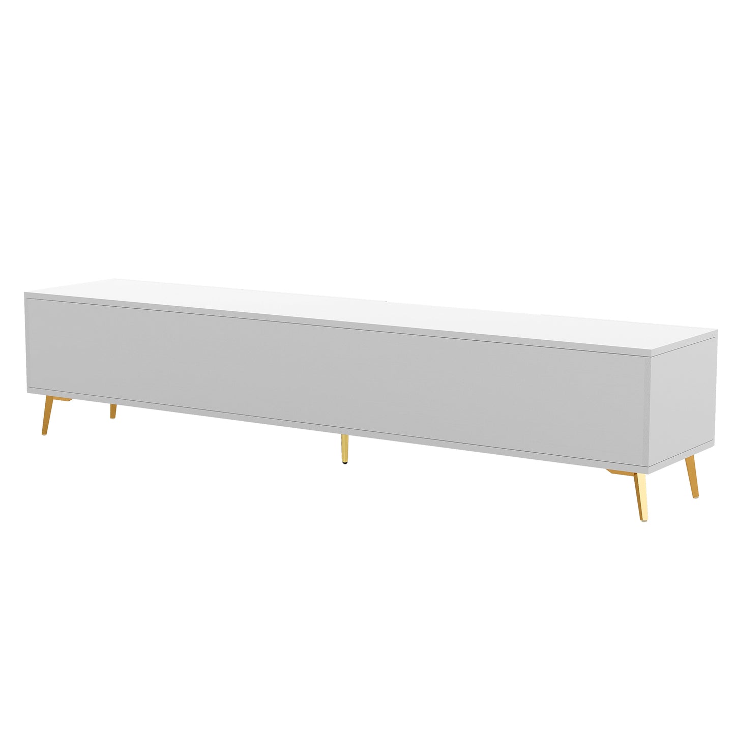 Stylish White Modern TV Stand with Champagne Legs - Accommodates TVs up to 77