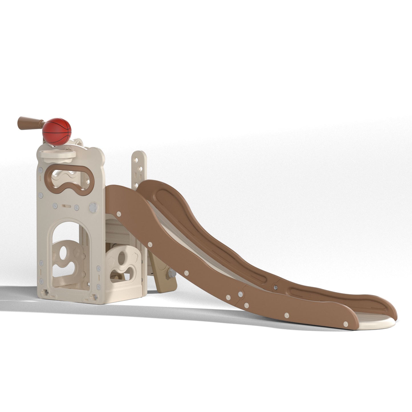 Kids 5-in-1 Slide and Climber Playset with Basketball Hoop and Telescope