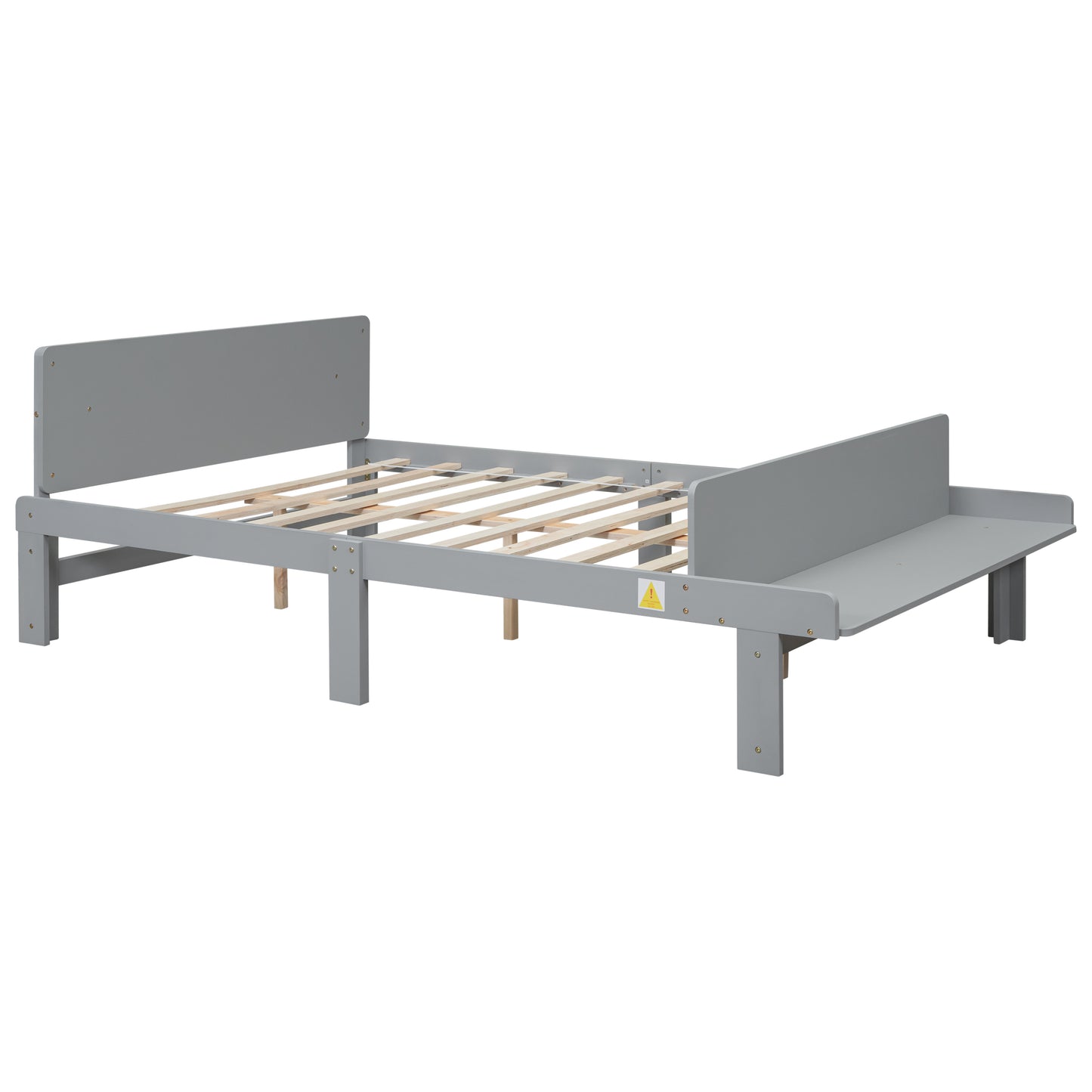 Full Bed with Footboard Bench,Grey