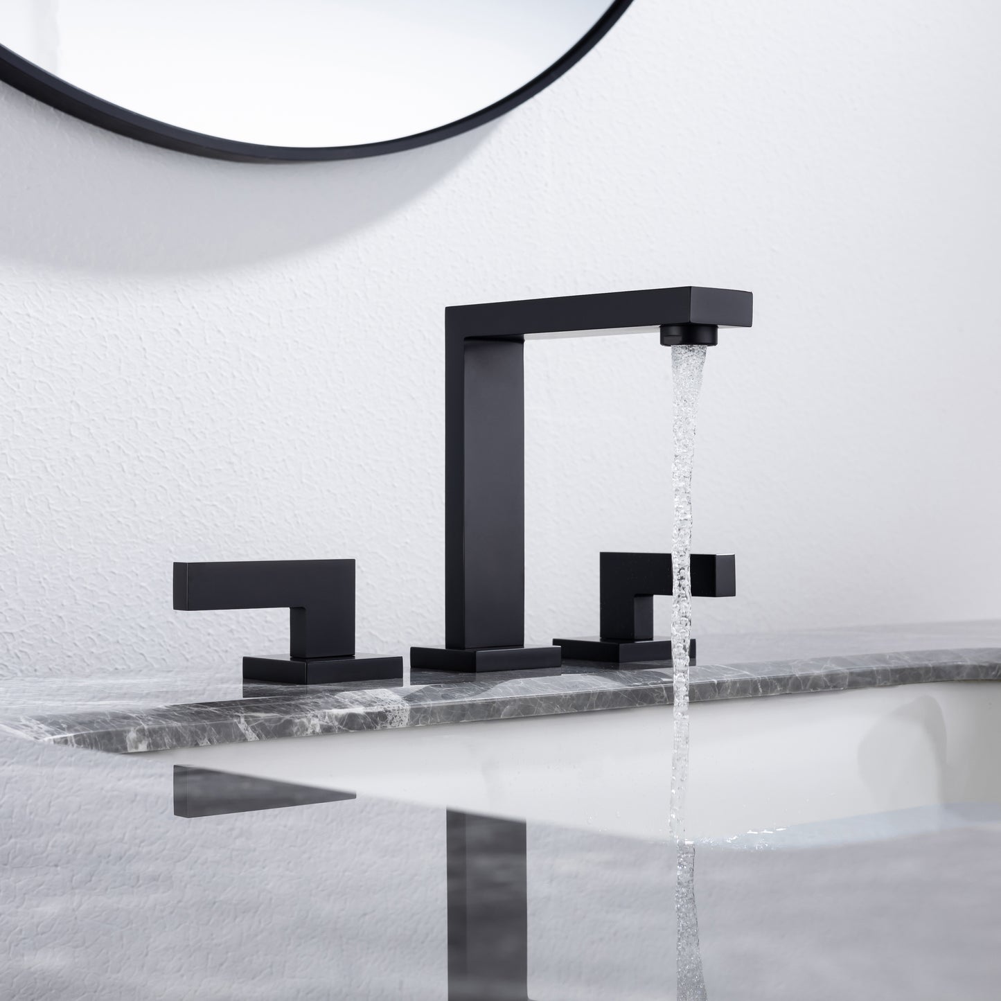 8 inch Matte Black Widespread Bathroom Faucet with 2 Handles