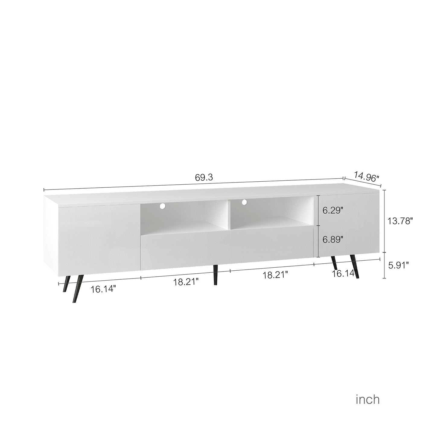 White TV Stand with LED Lights and Remote Control - Stylish Modern Design for TVs 50-75 inches