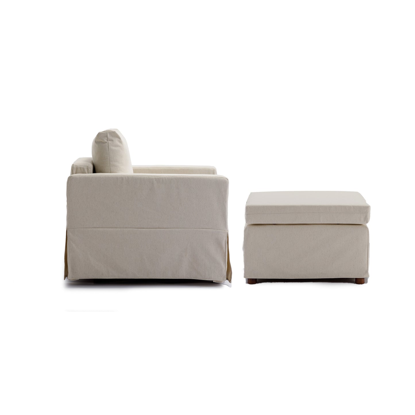 Single Seat Module Sofa Sectional Couch With 1 Ottoman,Cushion Covers Removable and Washable,Cream