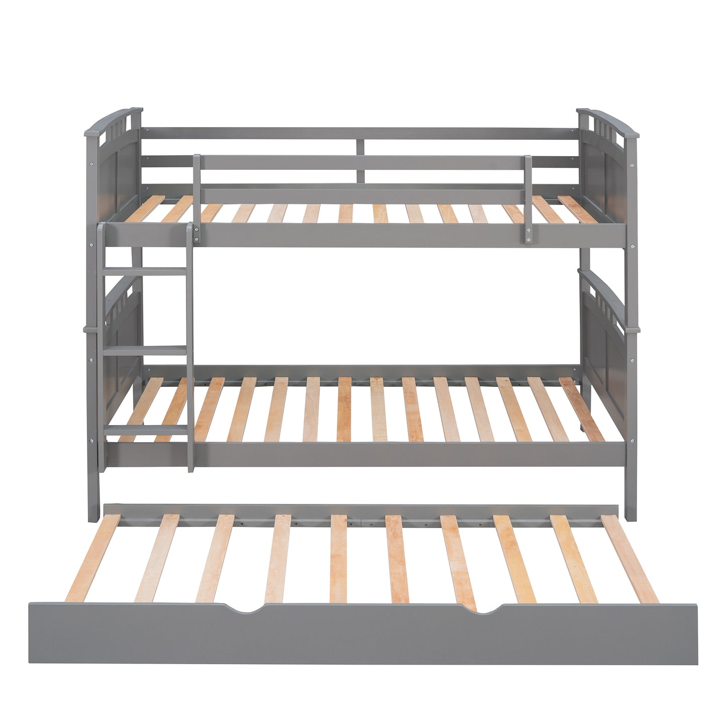 Separable Twin Over Twin Bunk Bed Set with Trundle - Charcoal Gray