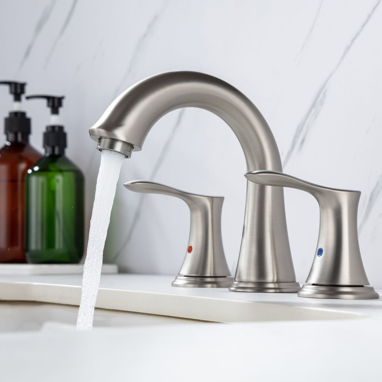 Modern Brushed Nickel Bathroom Faucet Set with Drain Assembly