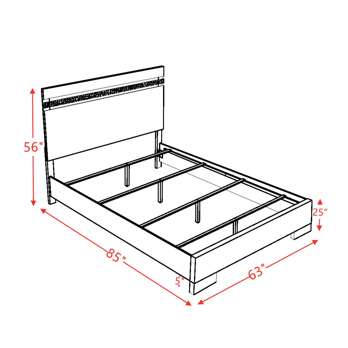 Naima II Queen Bed in White High Gloss 26770Q