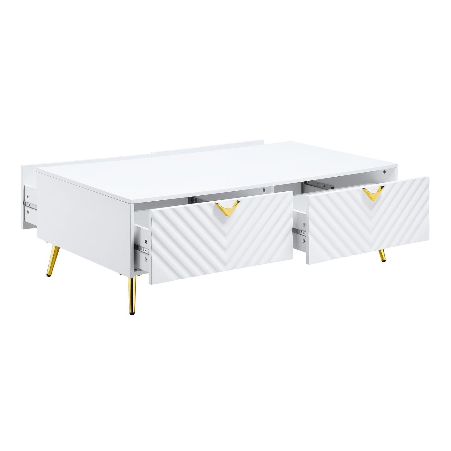 Gaines White High Gloss Coffee Table with Gold Accents