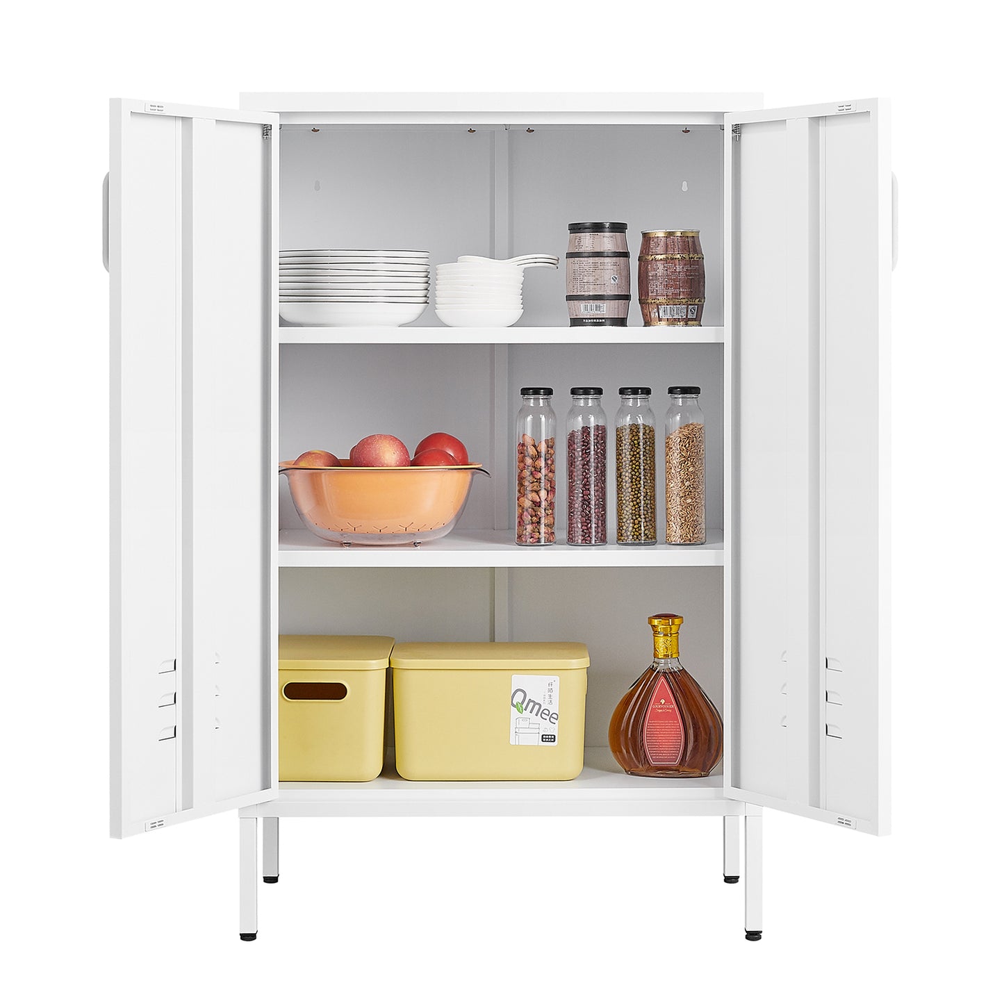 Versatile 2-Door Storage Cabinet with Movable Partitions