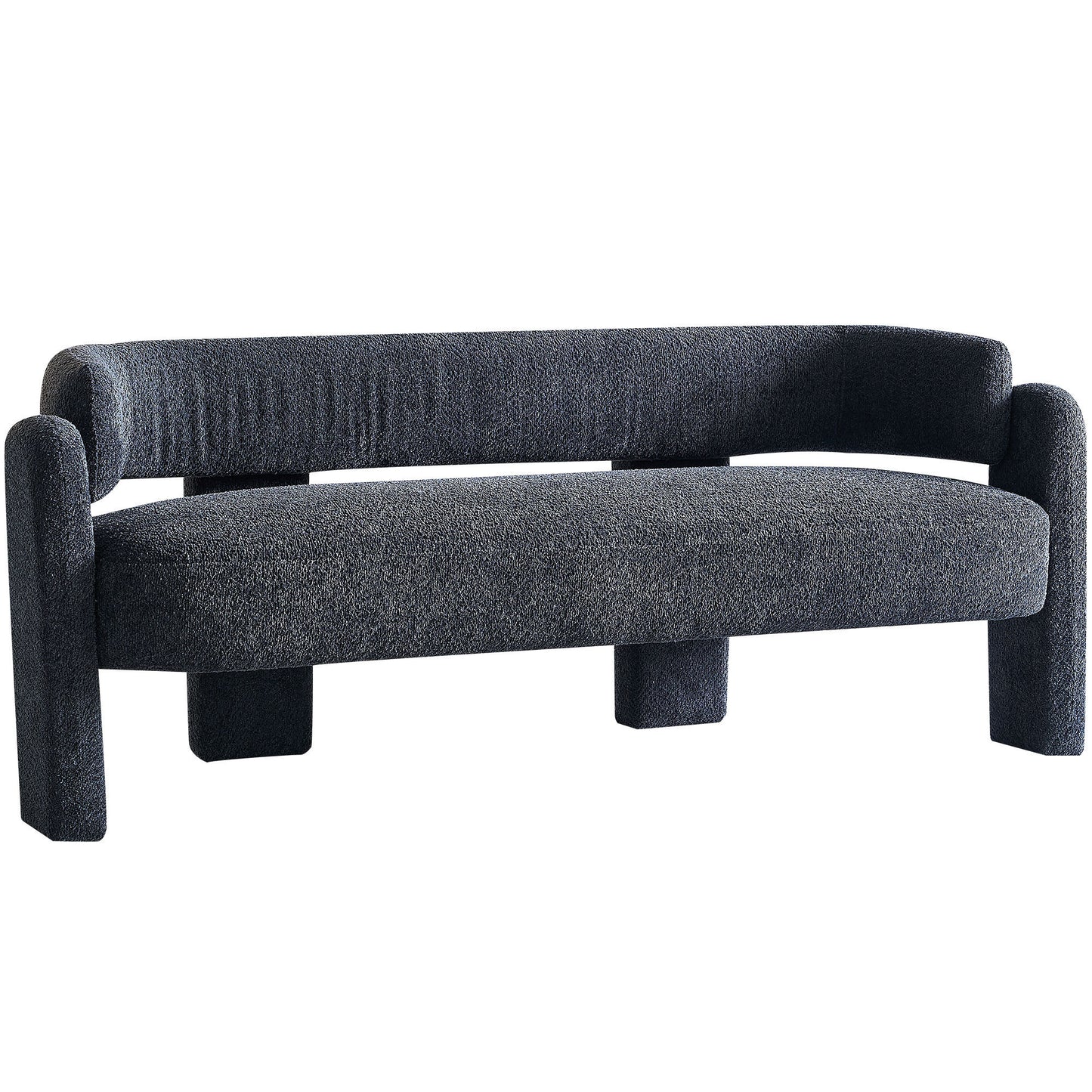 75.59 Wide Dark Grey Upholstered Modern Sofa with Boucle Fabric