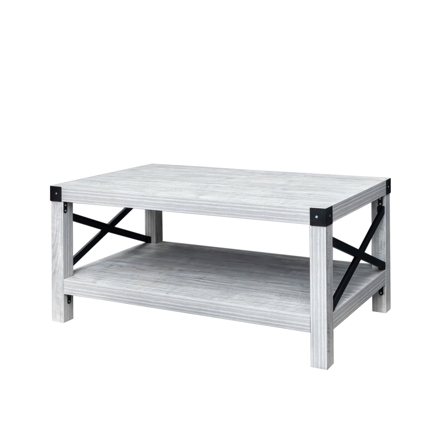 Elegant Plaid Grey Oak Coffee Table