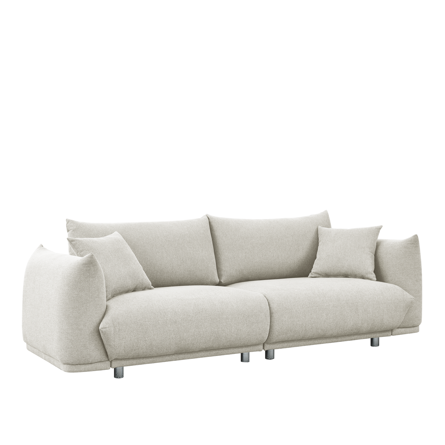 Modern Couch for Living Room Sofa,Solid Wood Frame and Stable Metal Legs, 2 Pillows, Sofa Furniture for Apartment