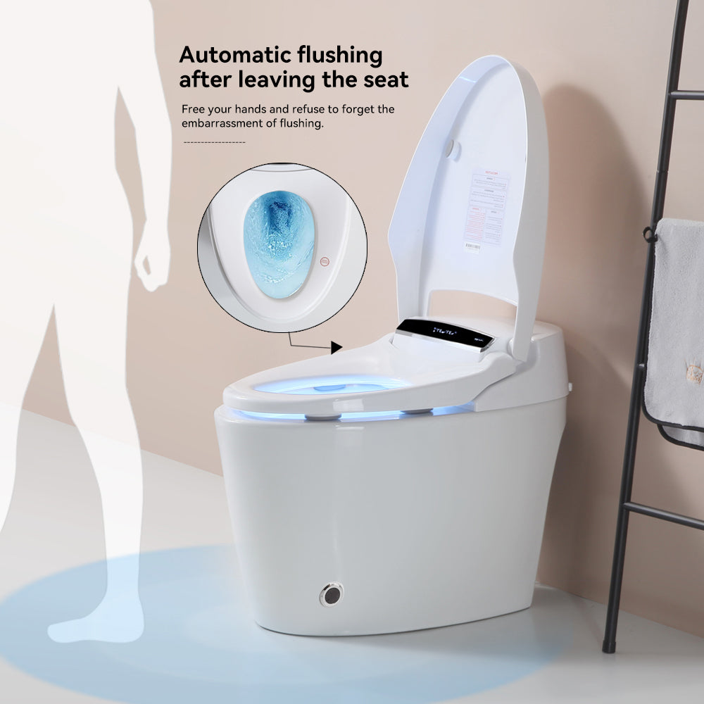 Smart Toilets with Heated Bidet Seat, Portable toilet with bidet built in AUTO Open&Close, Bidet toilet with Dryer and Warm Water