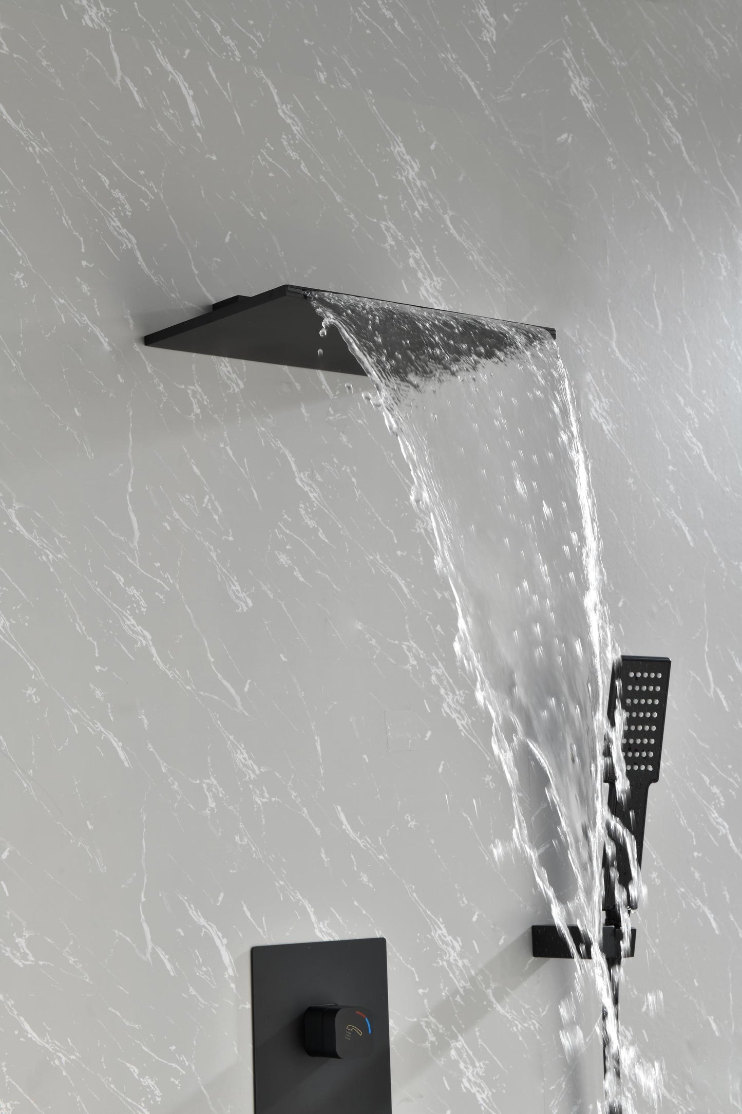 Luxurious Wall-Mounted Waterfall Shower System with Handheld Shower