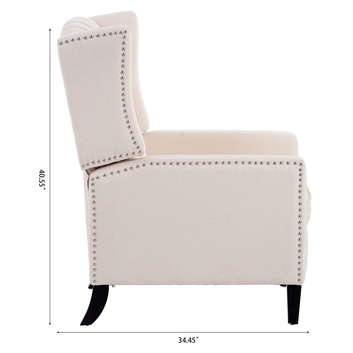 Beige Fabric Wing Chair Recliner with High Backrest - 27.16 Wide