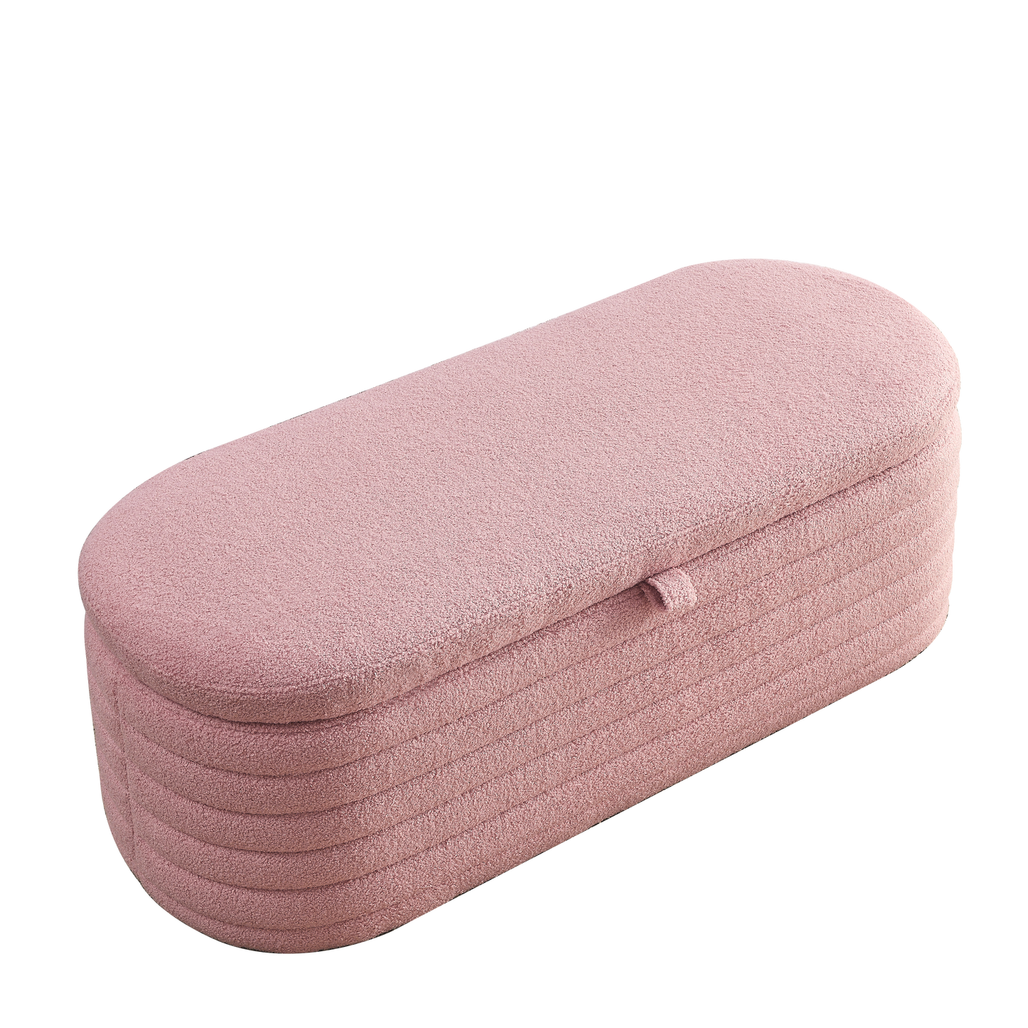 [Video] Welike Length 45.5 inchesStorage Ottoman Bench Upholstered Fabric Storage Bench End of Bed Stool with Safety Hinge for Bedroom, Living Room, Entryway, pink teddy.